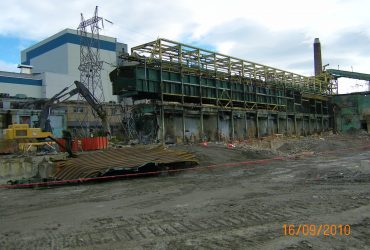 Large building structures in the process of demolition