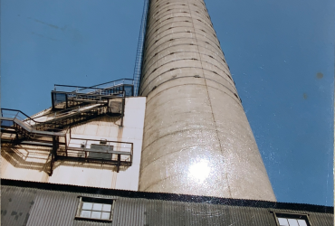 Bottom to top view of the Horne foundry stakck to be demolished, before beginning of work