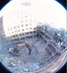 Autre vue aérienne artistique (à l’aide d’un objectif fisheye) du site de l’hôpital.