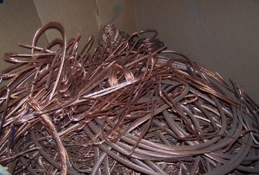 Copper wire in a corrugated box at Centrem recycling center in Alma