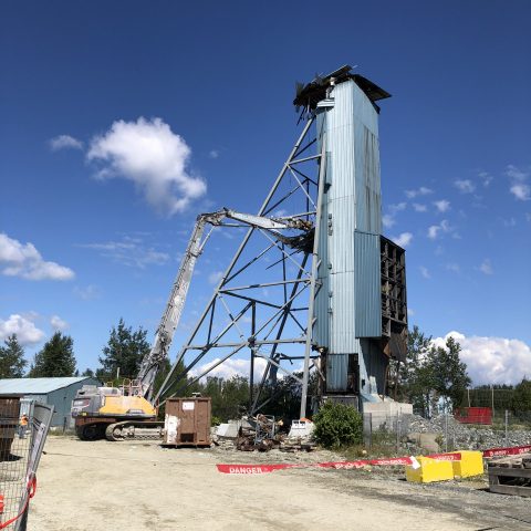 View of the mine trestle to be demolished