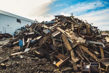 PS5 product («Plate and Structural 5 feet») piled outside and ready for recycling at Centrem in Alma