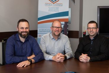 From left to right, Nicolas Guay (Chief estimator), Dany Tremblay (CEO of Démex), Yanick Tremblay (CEO of Centrem), Martin Gagnon (Executive director, Finance and Administration)