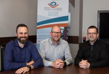 From left to right, Nicolas Guay (Chief estimator), Dany Tremblay (CEO of Démex), Yanick Tremblay (CEO of Centrem), Martin Gagnon (Executive director, Finance and Administration)